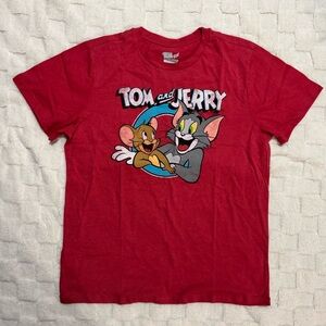 Tom and Jerry Men’s Red Distressed Graphic Tee T-Shirt Classic Logo - XL NWOT
